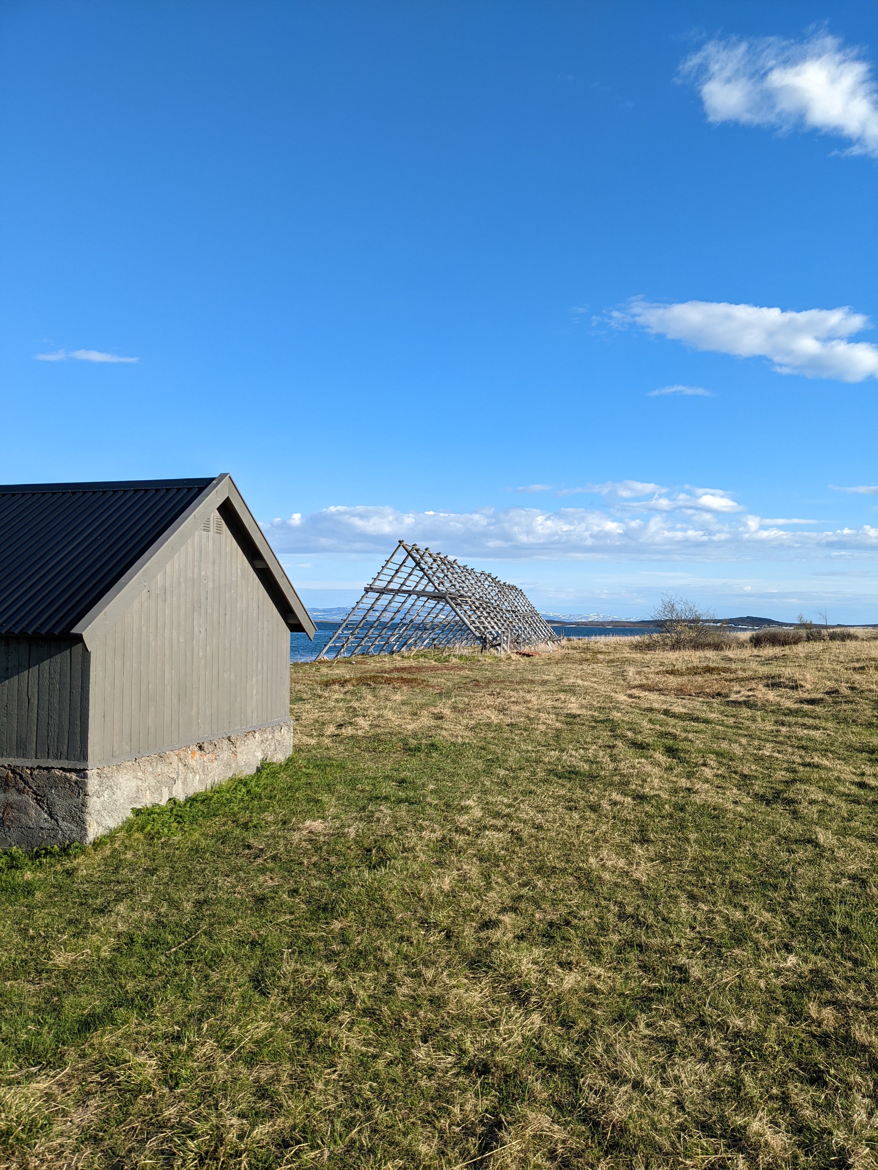 Large, relatively new-looking cod-drying racks