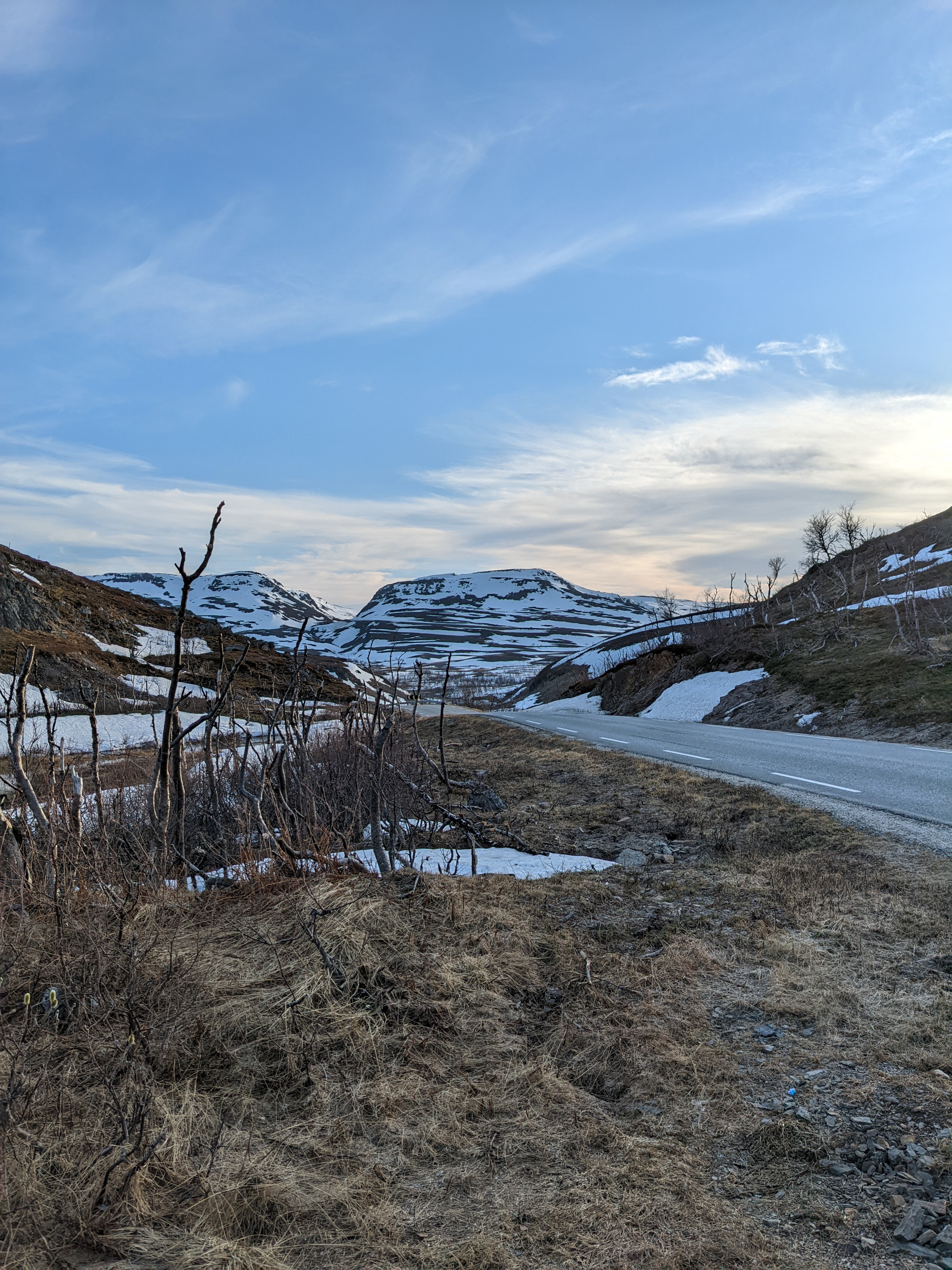 the view from the pass where we slept showing snowy plateaus