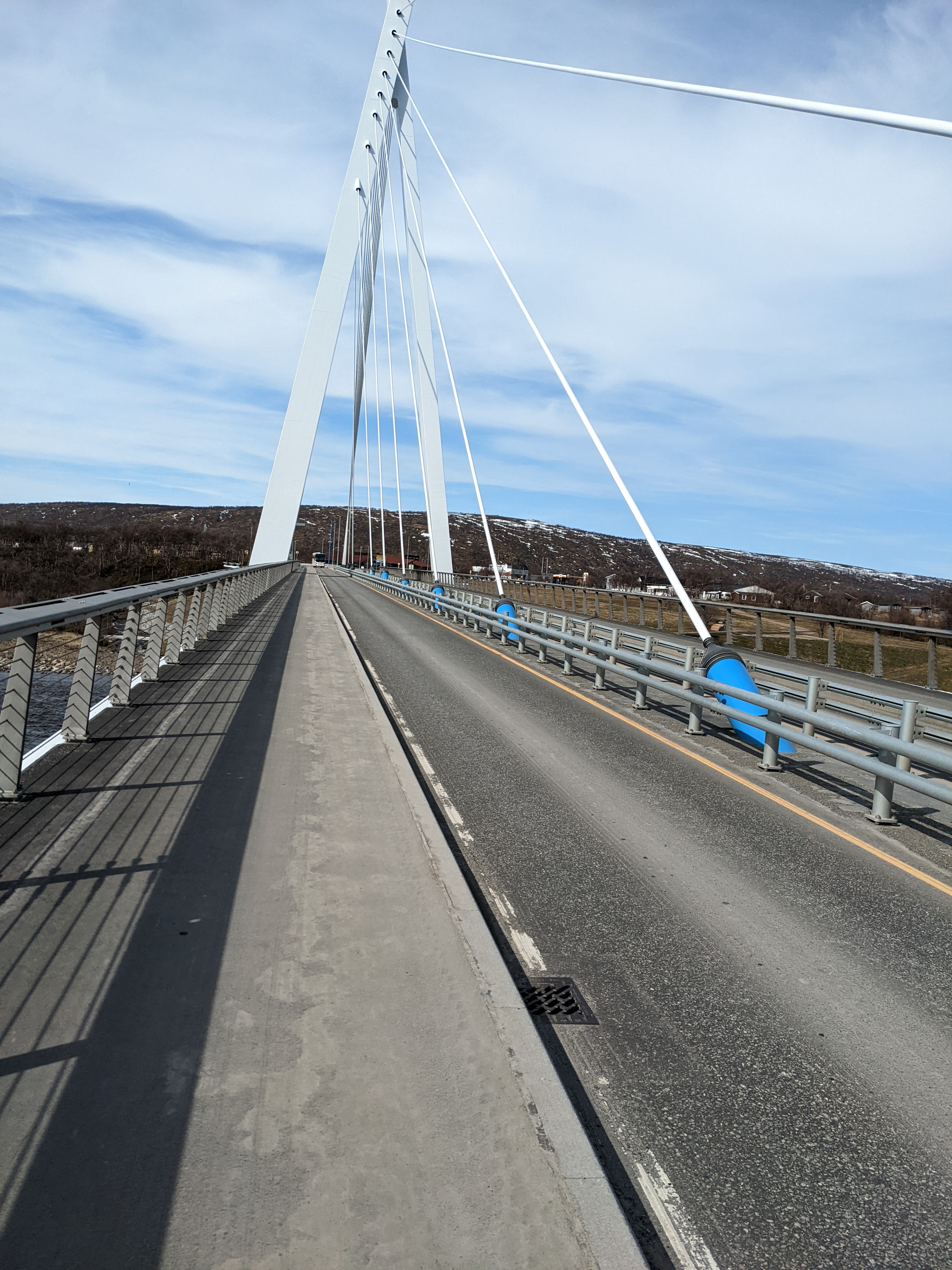 a pedestrian walkway across the bridge at Tana Bru