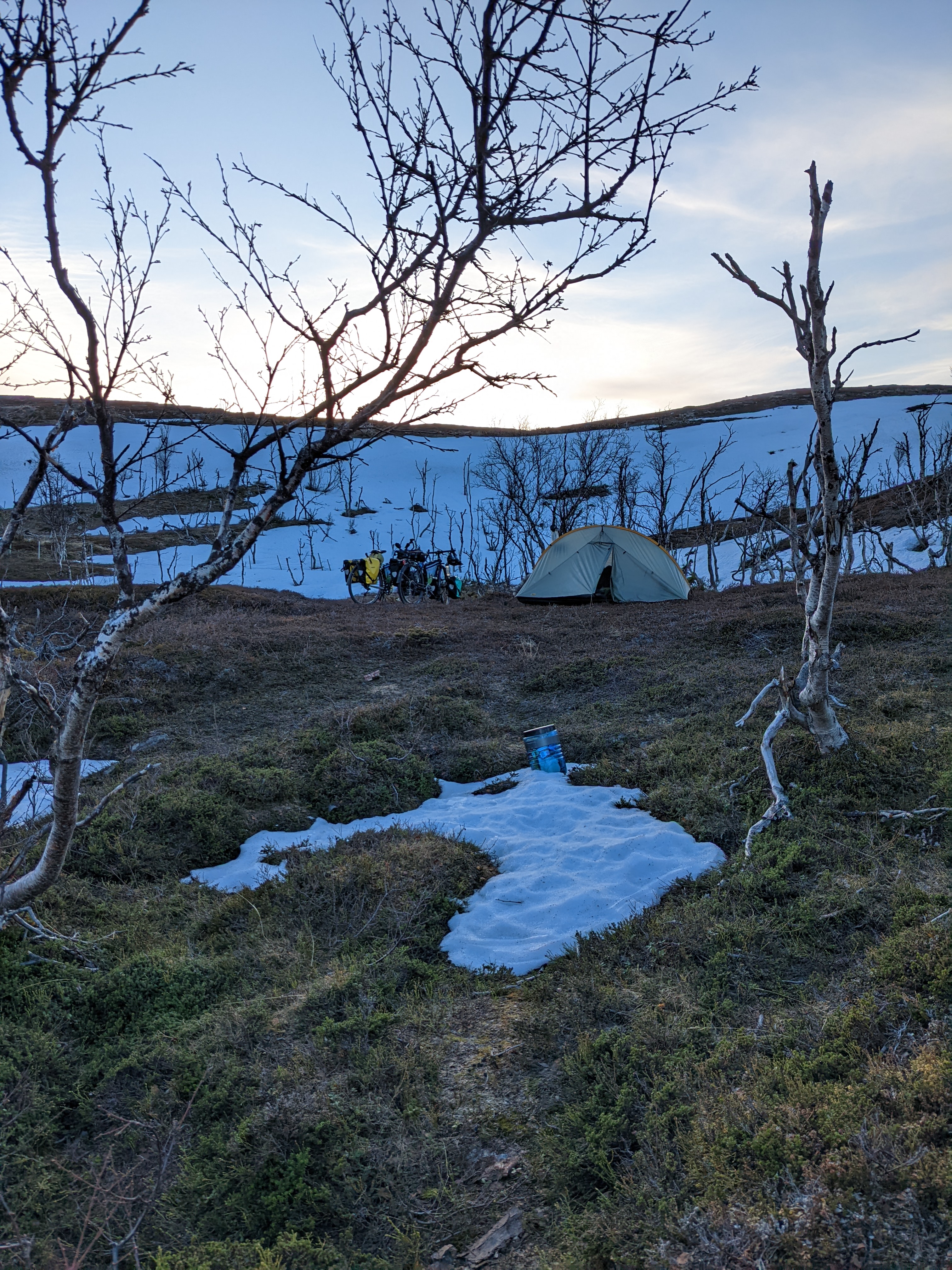 campsite by a small tarn