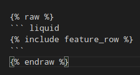 an example of how to use raw and endraw liquid tags when including liquid syntax in code blocks