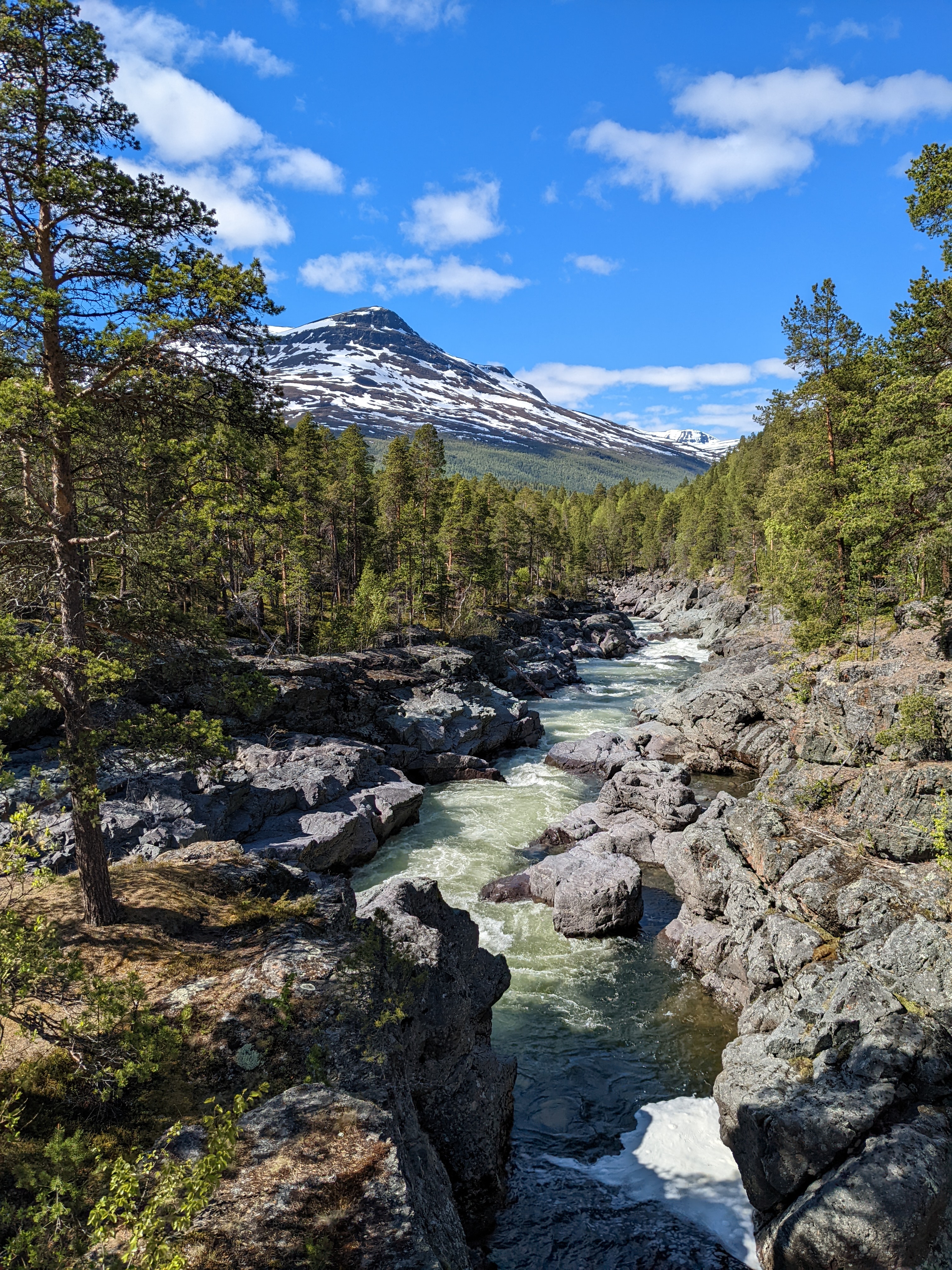 a fast-moving river pushes through a narrow canyon of tight rocks