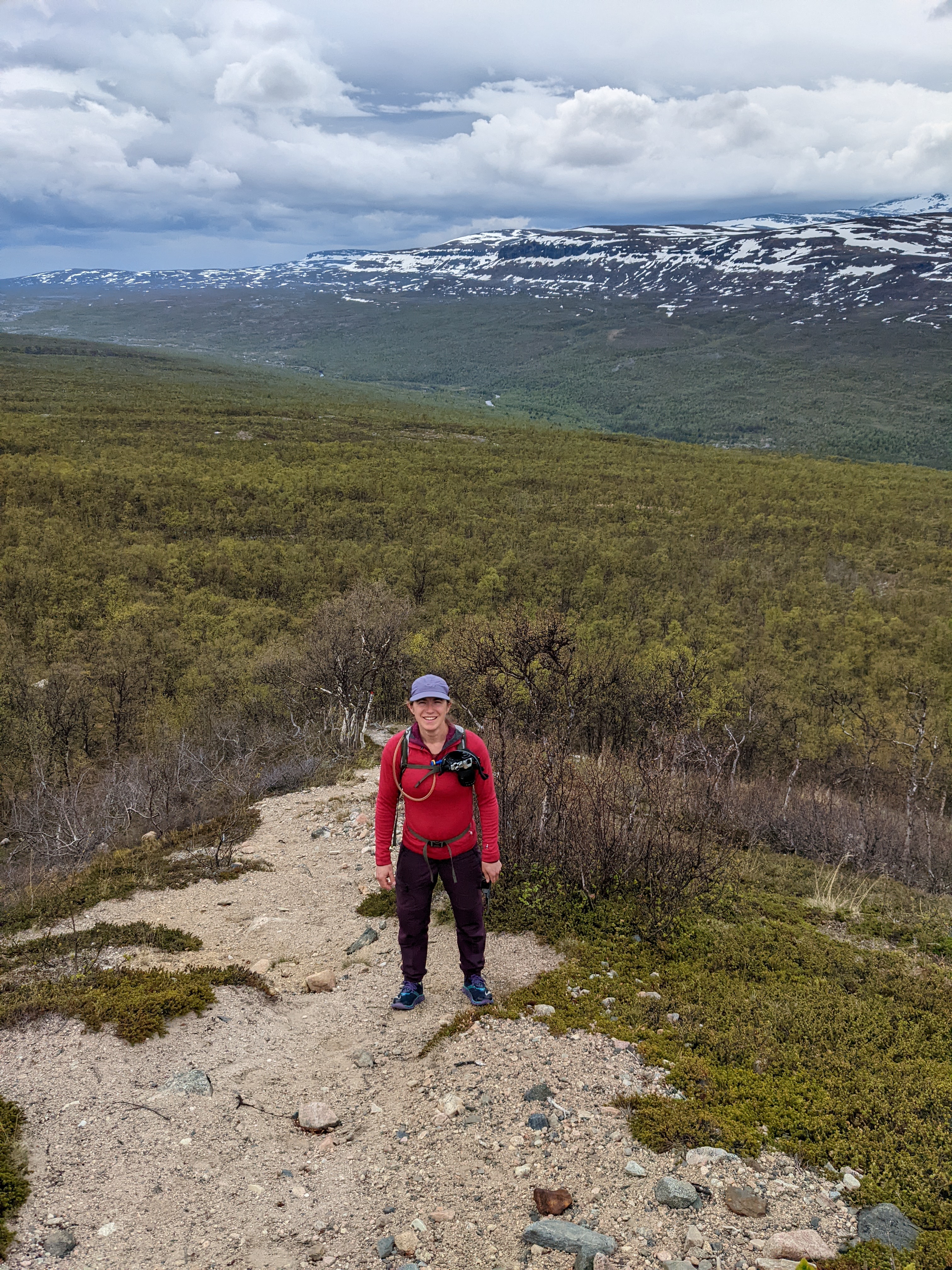 H on a path coming straight up the fall-line