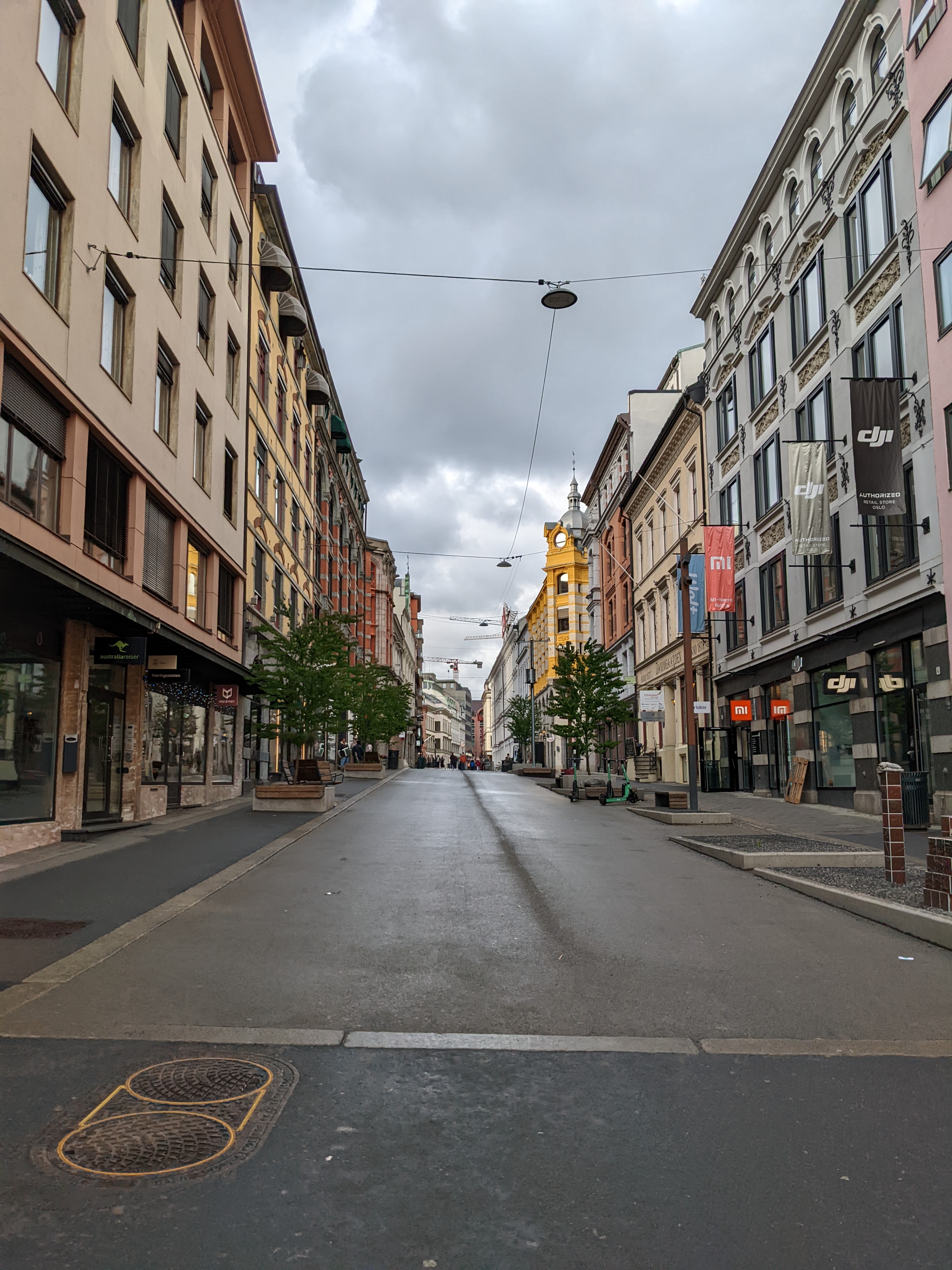 Empty streets in the Oslo city center